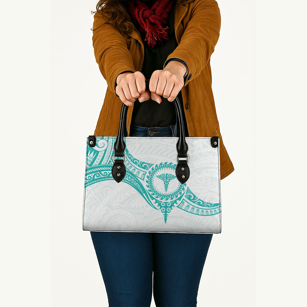 New Zealand Aotearoa Leather Bag Nurse Tribal Teal Version LT05 - Polynesian Pride