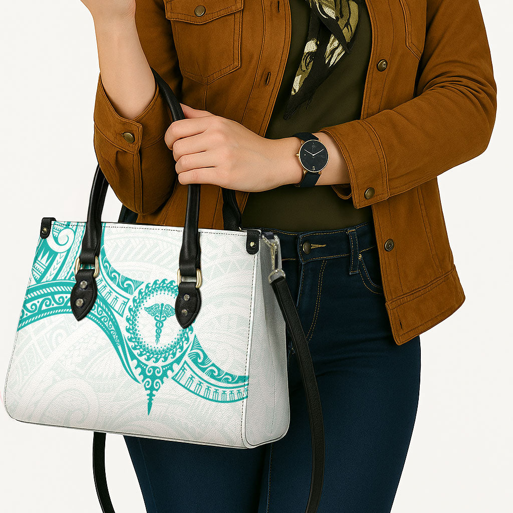New Zealand Aotearoa Leather Bag Nurse Tribal Teal Version LT05 - Polynesian Pride