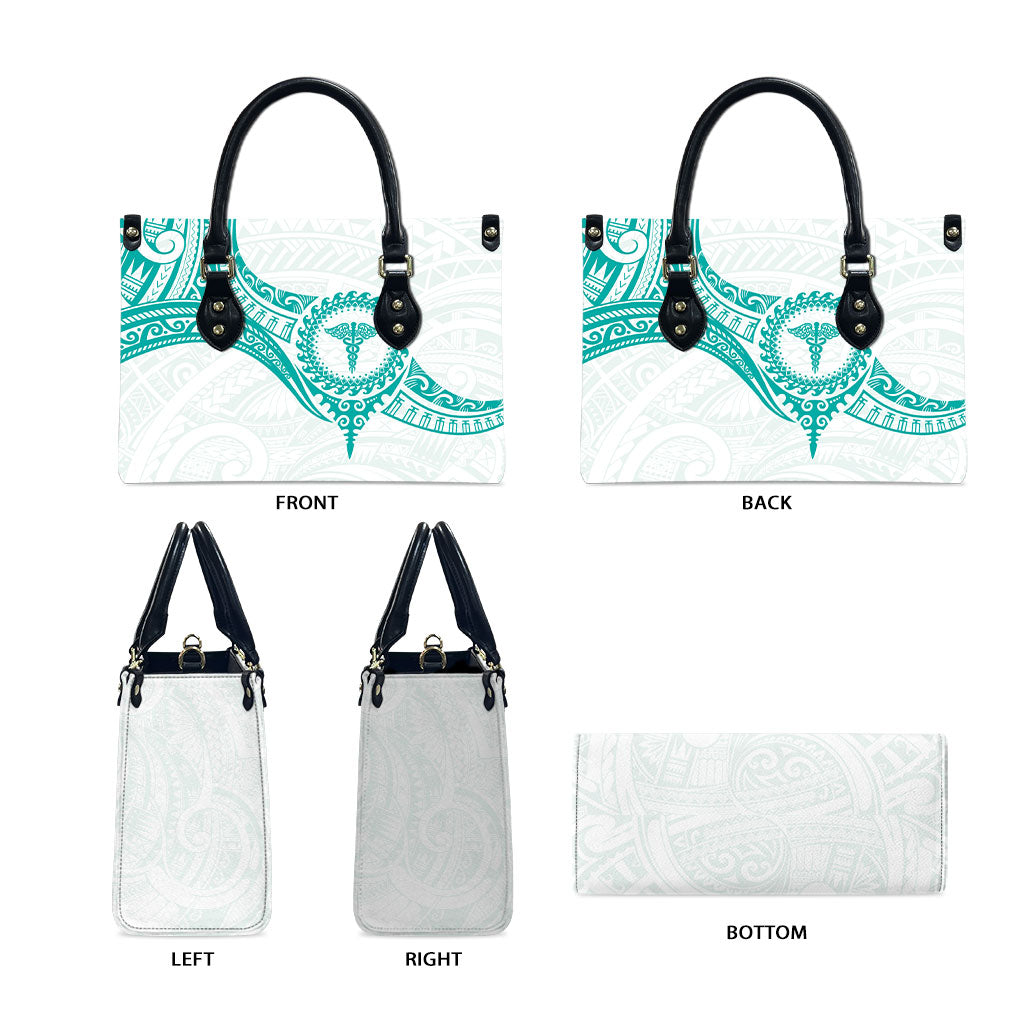 New Zealand Aotearoa Leather Bag Nurse Tribal Teal Version LT05 - Polynesian Pride