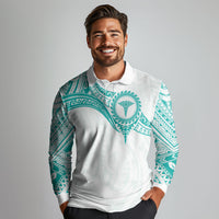 Personalised New Zealand Aotearoa Long Sleeve Polo Shirt Nurse Tribal Teal Version LT05 - Polynesian Pride