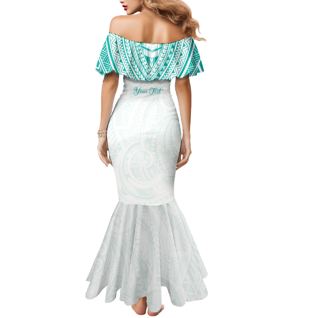 Personalised New Zealand Aotearoa Mermaid Dress Nurse Tribal Teal Version LT05 - Polynesian Pride