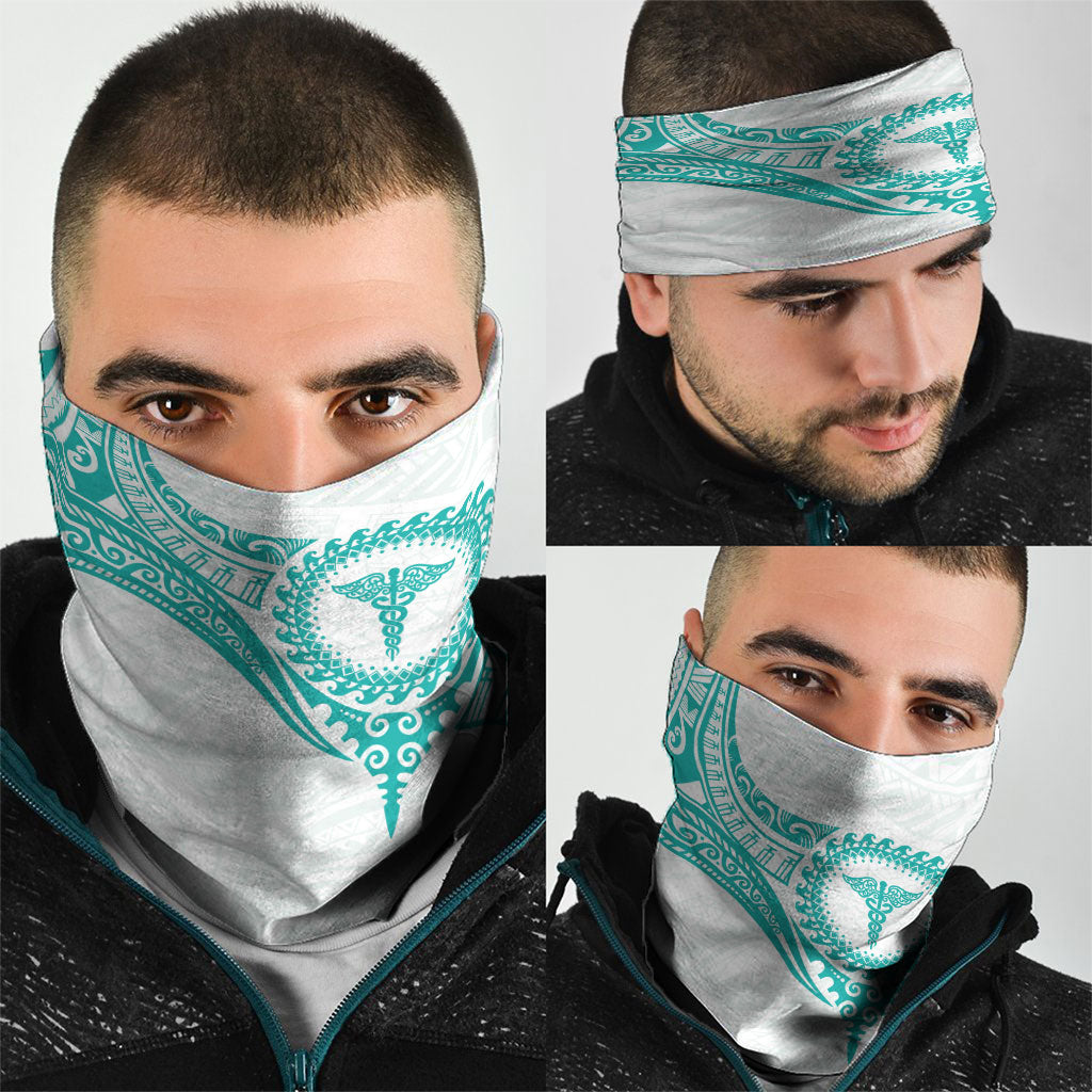 New Zealand Aotearoa Neck Gaiter Nurse Tribal Teal Version