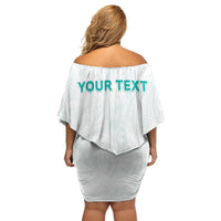 Personalised New Zealand Aotearoa Off Shoulder Short Dress Nurse Tribal Teal Version