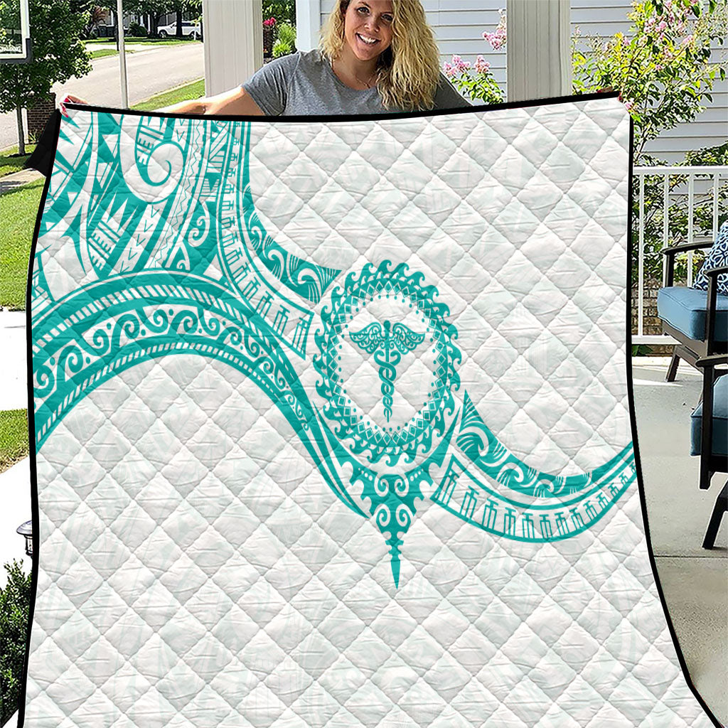 New Zealand Aotearoa Quilt Nurse Tribal Teal Version LT05 Teal - Polynesian Pride