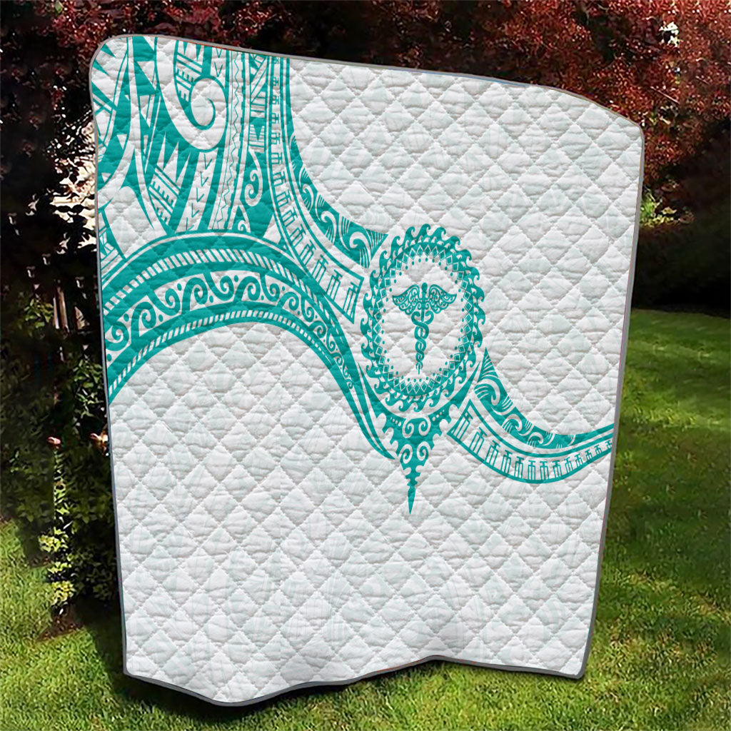 New Zealand Aotearoa Quilt Nurse Tribal Teal Version LT05 - Polynesian Pride