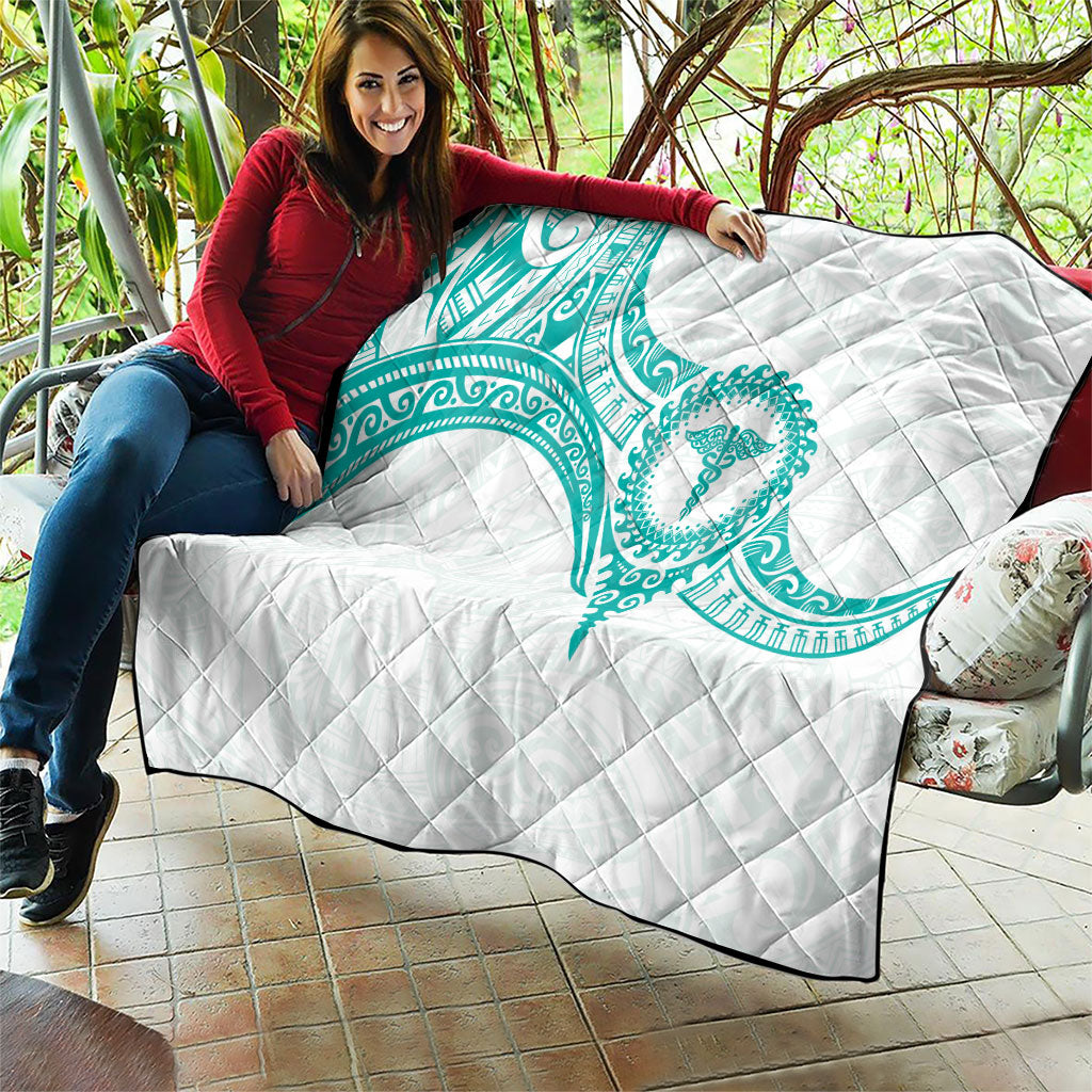 New Zealand Aotearoa Quilt Nurse Tribal Teal Version LT05 - Polynesian Pride