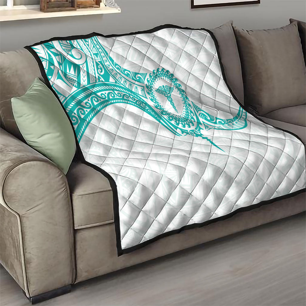 New Zealand Aotearoa Quilt Nurse Tribal Teal Version LT05 - Polynesian Pride