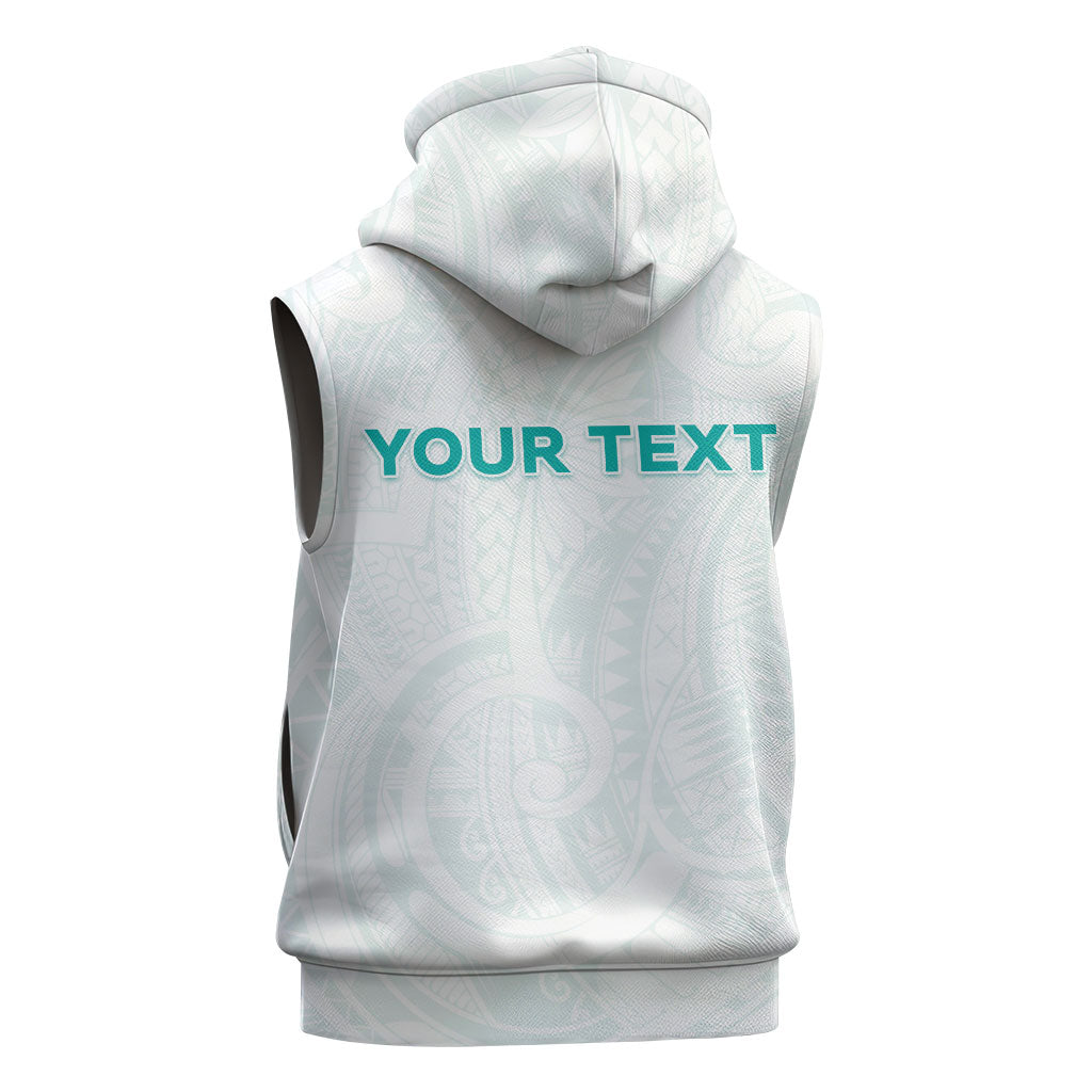 Personalised New Zealand Aotearoa Sleeveless Zip Hoodie Nurse Tribal Teal Version LT05 - Polynesian Pride