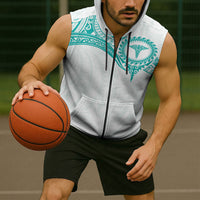 Personalised New Zealand Aotearoa Sleeveless Zip Hoodie Nurse Tribal Teal Version LT05 - Polynesian Pride