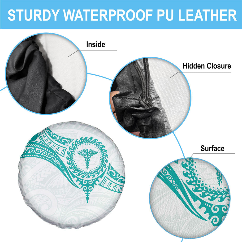 New Zealand Aotearoa Spare Tire Cover Nurse Tribal Teal Version