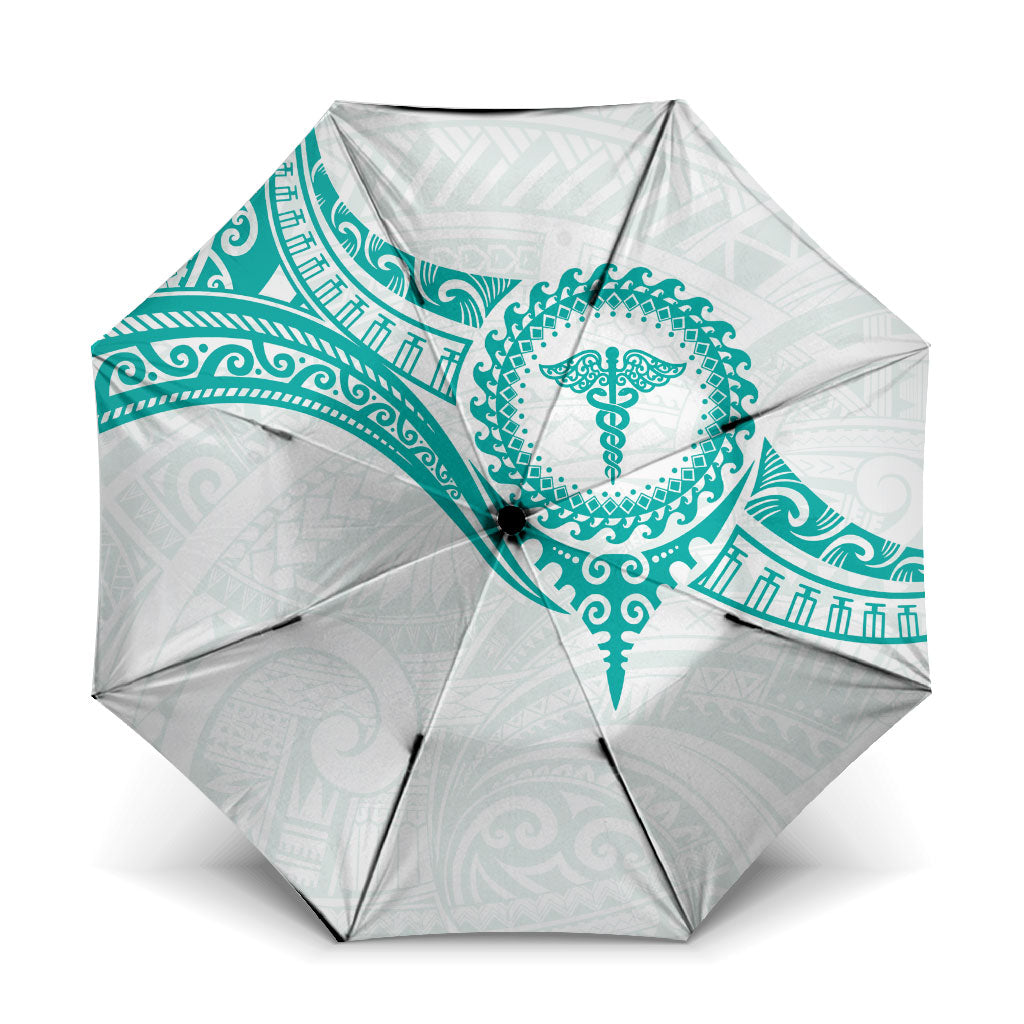 New Zealand Aotearoa Umbrella Nurse Tribal Teal Version