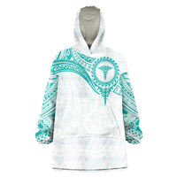 Personalised New Zealand Aotearoa Wearable Blanket Hoodie Nurse Tribal Teal Version LT05 One Size Teal - Polynesian Pride