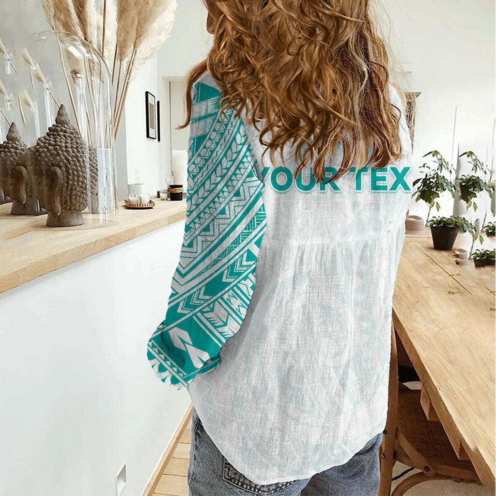 Personalised New Zealand Aotearoa Women Casual Shirt Nurse Tribal Teal Version LT05 - Polynesian Pride