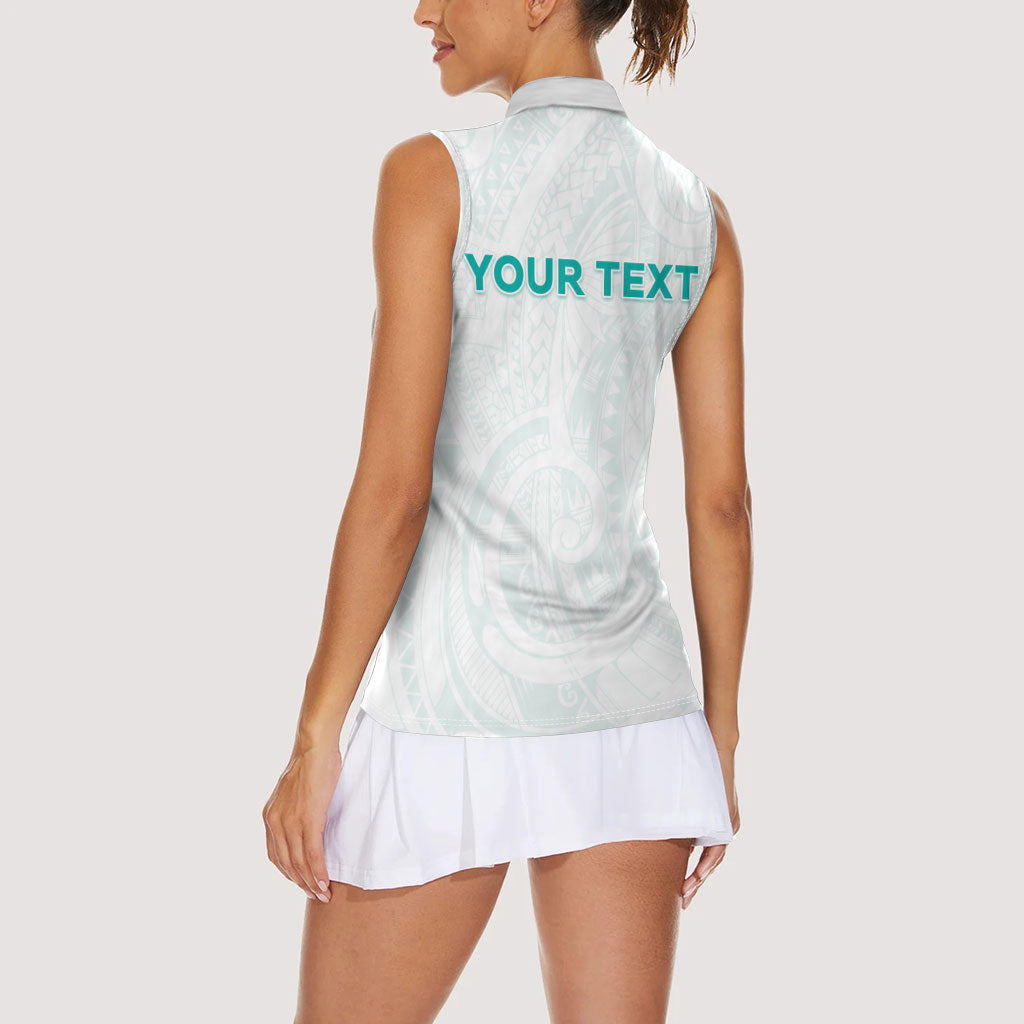 Personalised New Zealand Aotearoa Women Sleeveless Polo Shirt Nurse Tribal Teal Version LT05 - Polynesian Pride