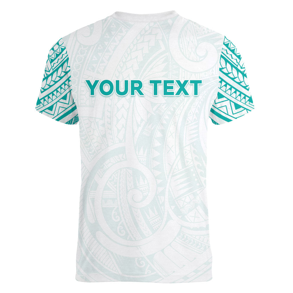 Personalised New Zealand Aotearoa Women V-Neck T-Shirt Nurse Tribal Teal Version LT05 - Polynesian Pride