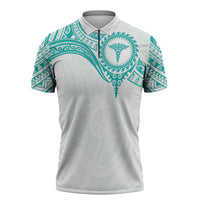 Personalised New Zealand Aotearoa Zipper Polo Shirt Nurse Tribal Teal Version LT05 Teal - Polynesian Pride