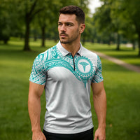 Personalised New Zealand Aotearoa Zipper Polo Shirt Nurse Tribal Teal Version LT05 - Polynesian Pride