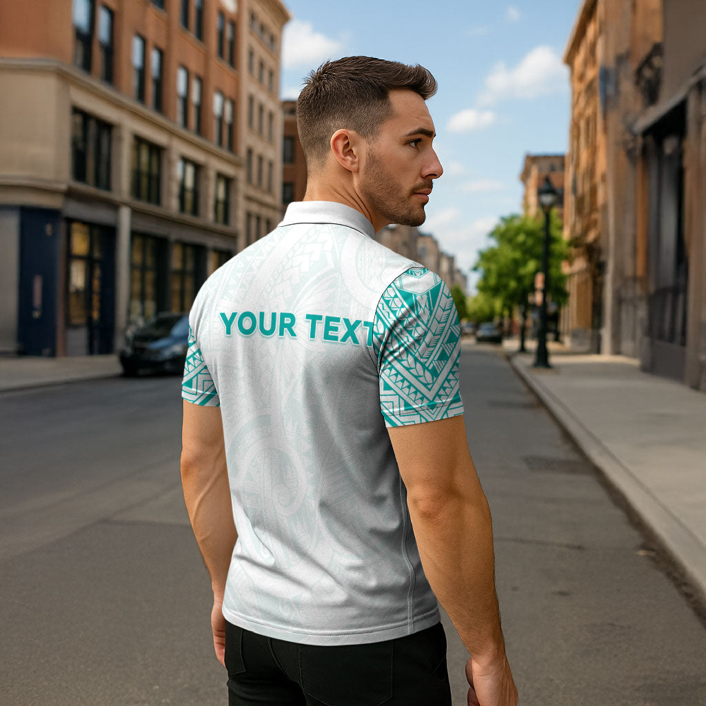 Personalised New Zealand Aotearoa Zipper Polo Shirt Nurse Tribal Teal Version LT05 - Polynesian Pride