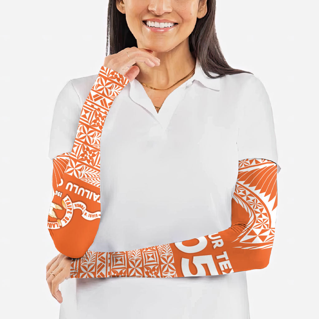 Personalised Tonga Tailulu College Arm Sleeves Tongan Kupesi Pattern