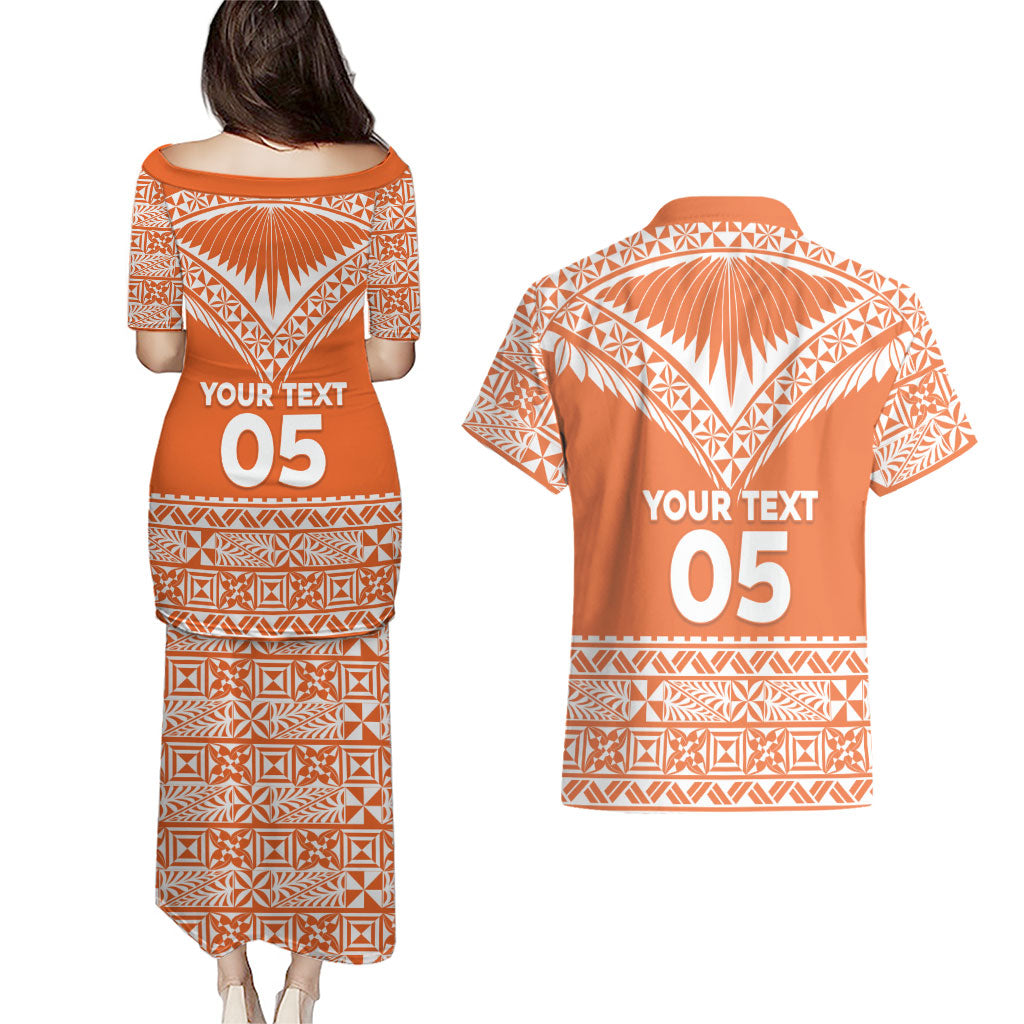 Personalised Tonga Tailulu College Couples Matching Puletasi and Hawaiian Shirt Tongan Kupesi Pattern LT05 - Polynesian Pride
