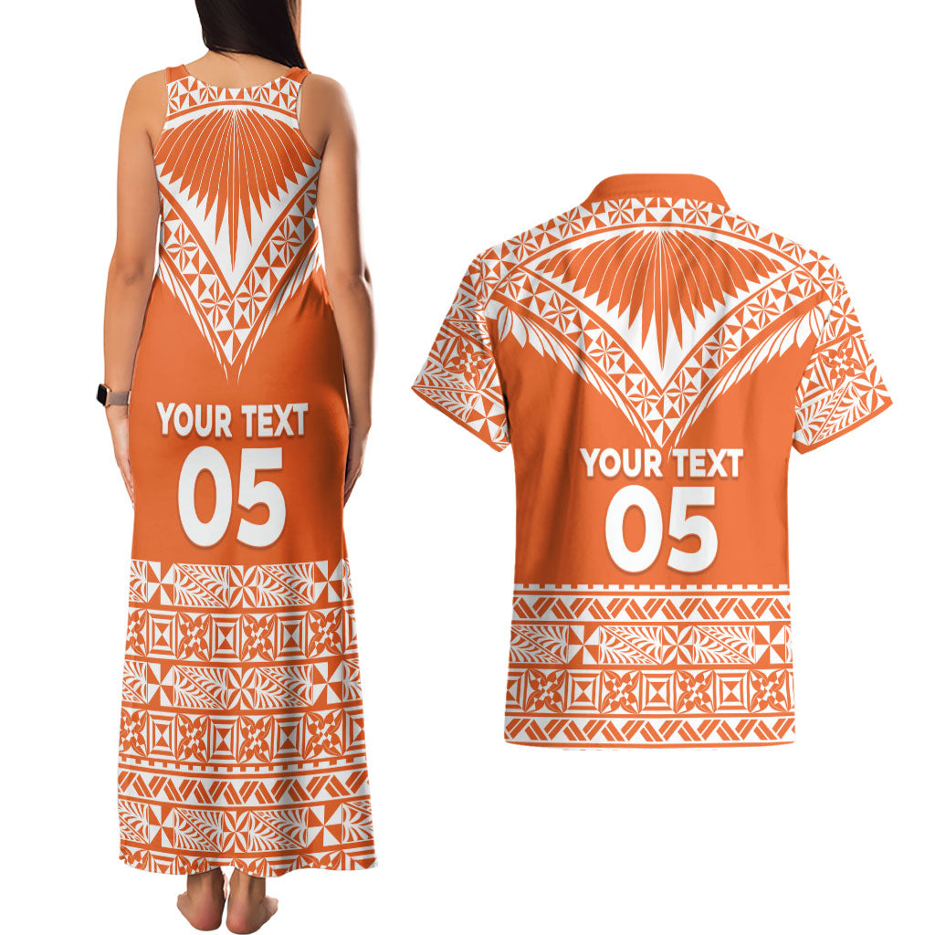 Personalised Tonga Tailulu College Couples Matching Tank Maxi Dress and Hawaiian Shirt Tongan Kupesi Pattern