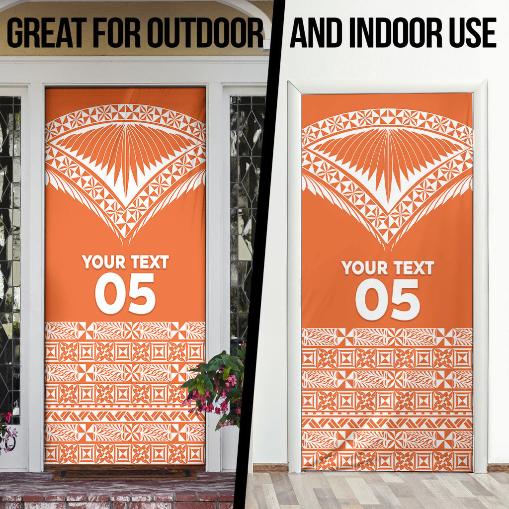Personalised Tonga Tailulu College Door Cover Tongan Kupesi Pattern