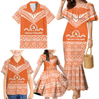 Personalised Tonga Tailulu College Family Matching Mermaid Dress and Hawaiian Shirt Tongan Kupesi Pattern LT05 - Polynesian Pride