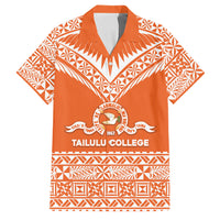 Personalised Tonga Tailulu College Family Matching Puletasi and Hawaiian Shirt Tongan Kupesi Pattern LT05 Dad's Shirt - Short Sleeve Orange - Polynesian Pride