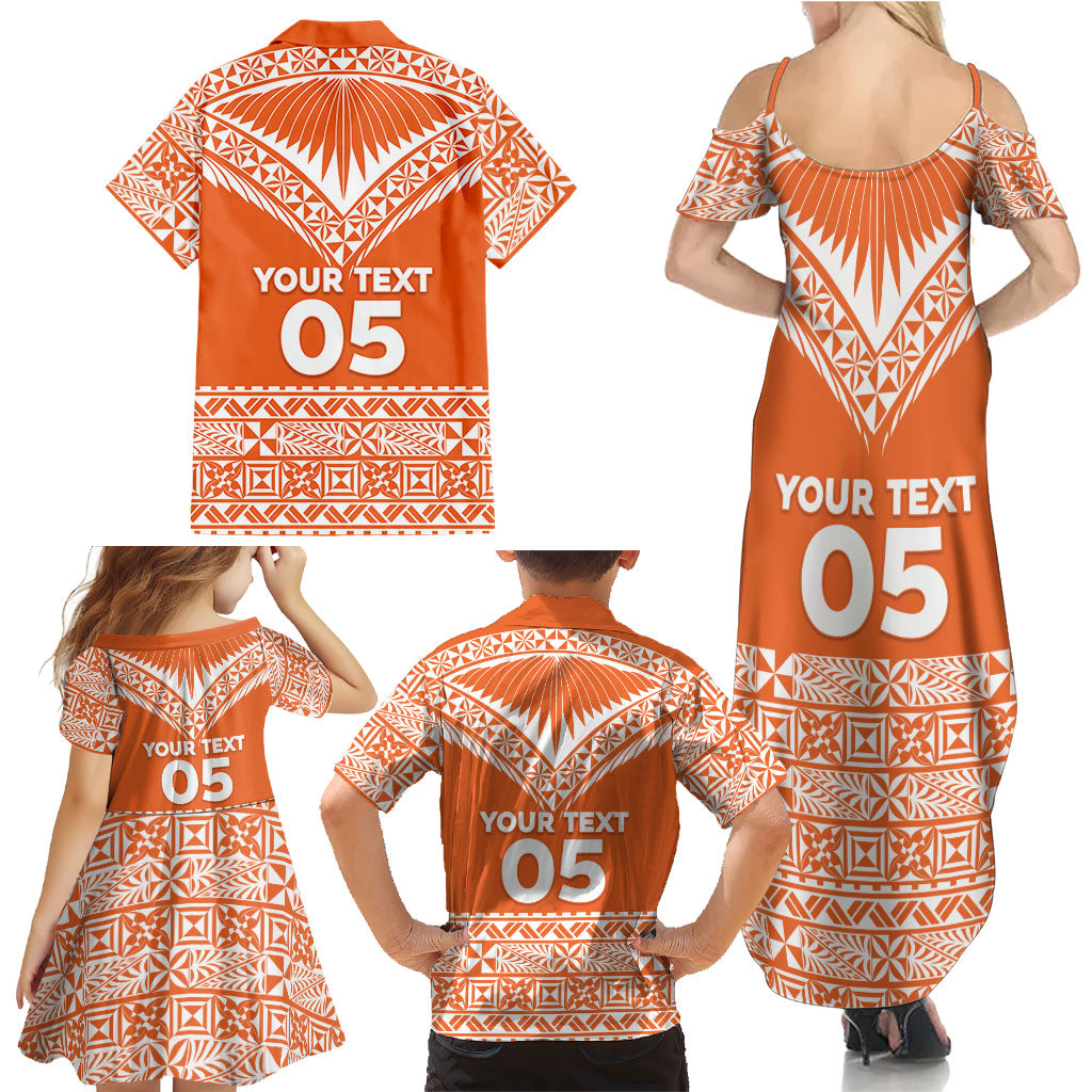 Personalised Tonga Tailulu College Family Matching Summer Maxi Dress and Hawaiian Shirt Tongan Kupesi Pattern LT05 - Polynesian Pride