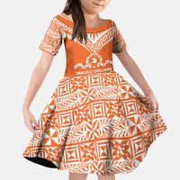 Personalised Tonga Tailulu College Kid Short Sleeve Dress Tongan Kupesi Pattern
