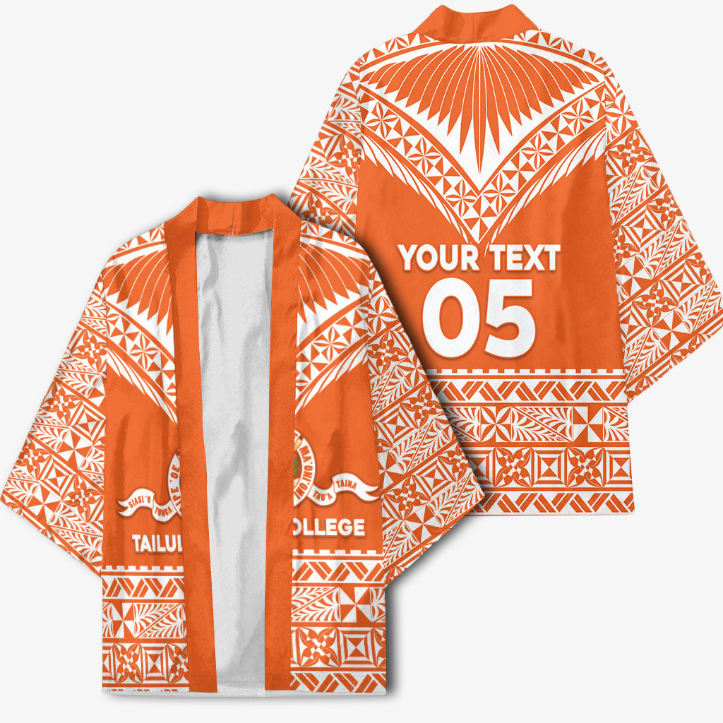 Personalised Tonga Tailulu College Kimono Tongan Kupesi Pattern