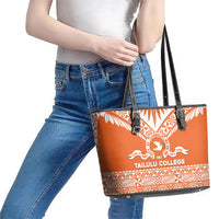 Tonga Tailulu College Leather Tote Bag Tongan Kupesi Pattern