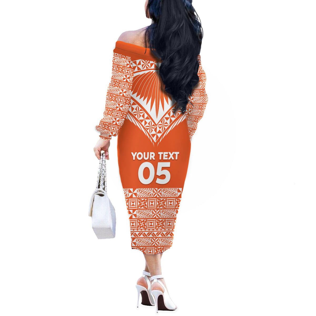 Personalised Tonga Tailulu College Off The Shoulder Long Sleeve Dress Tongan Kupesi Pattern