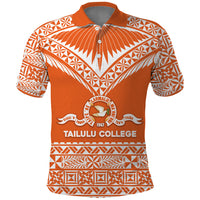 Personalised Tonga Tailulu College Polo Shirt Tongan Kupesi Pattern LT05 Orange - Polynesian Pride