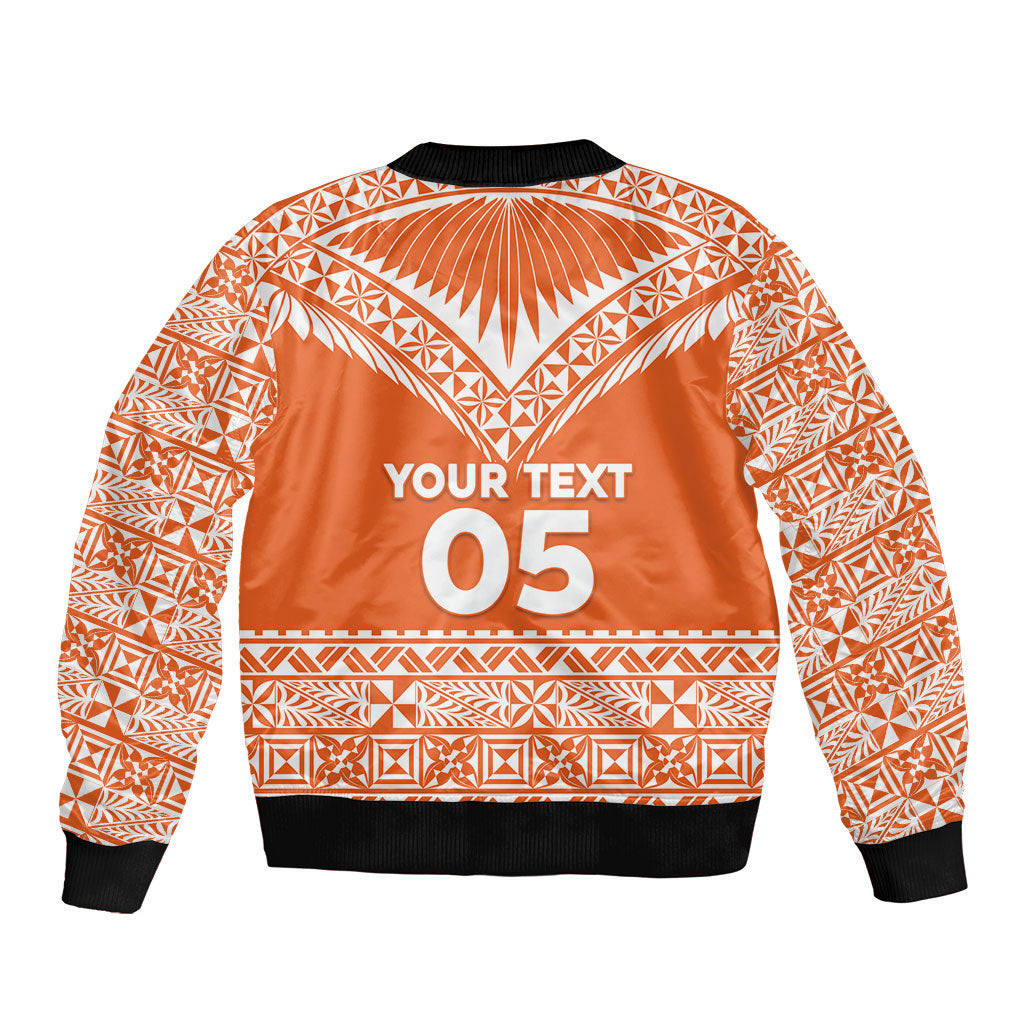 Personalised Tonga Tailulu College Sleeve Zip Bomber Jacket Tongan Kupesi Pattern
