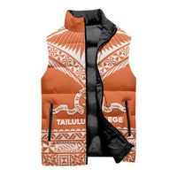 Personalised Tonga Tailulu College Sleeveless Puffer Jacket Tongan Kupesi Pattern
