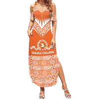 Personalised Tonga Tailulu College Summer Maxi Dress Tongan Kupesi Pattern LT05 Women Orange - Polynesian Pride