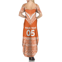 Personalised Tonga Tailulu College Summer Maxi Dress Tongan Kupesi Pattern LT05 - Polynesian Pride