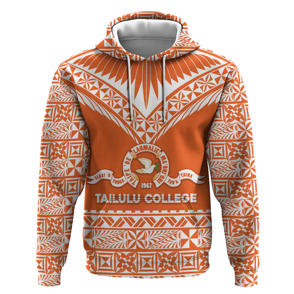 Personalised Tonga Tailulu College Zip Hoodie Tongan Kupesi Pattern LT05 Pullover Hoodie Orange - Polynesian Pride