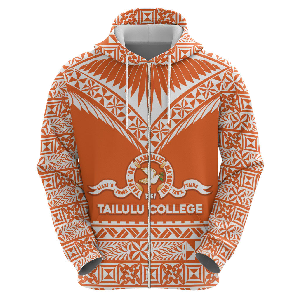 Personalised Tonga Tailulu College Zip Hoodie Tongan Kupesi Pattern LT05 - Polynesian Pride