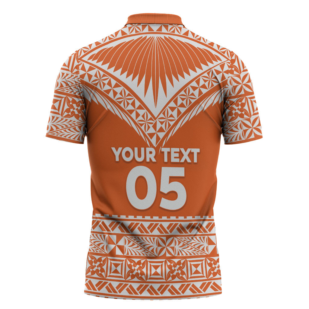 Personalised Tonga Tailulu College Zipper Polo Shirt Tongan Kupesi Pattern