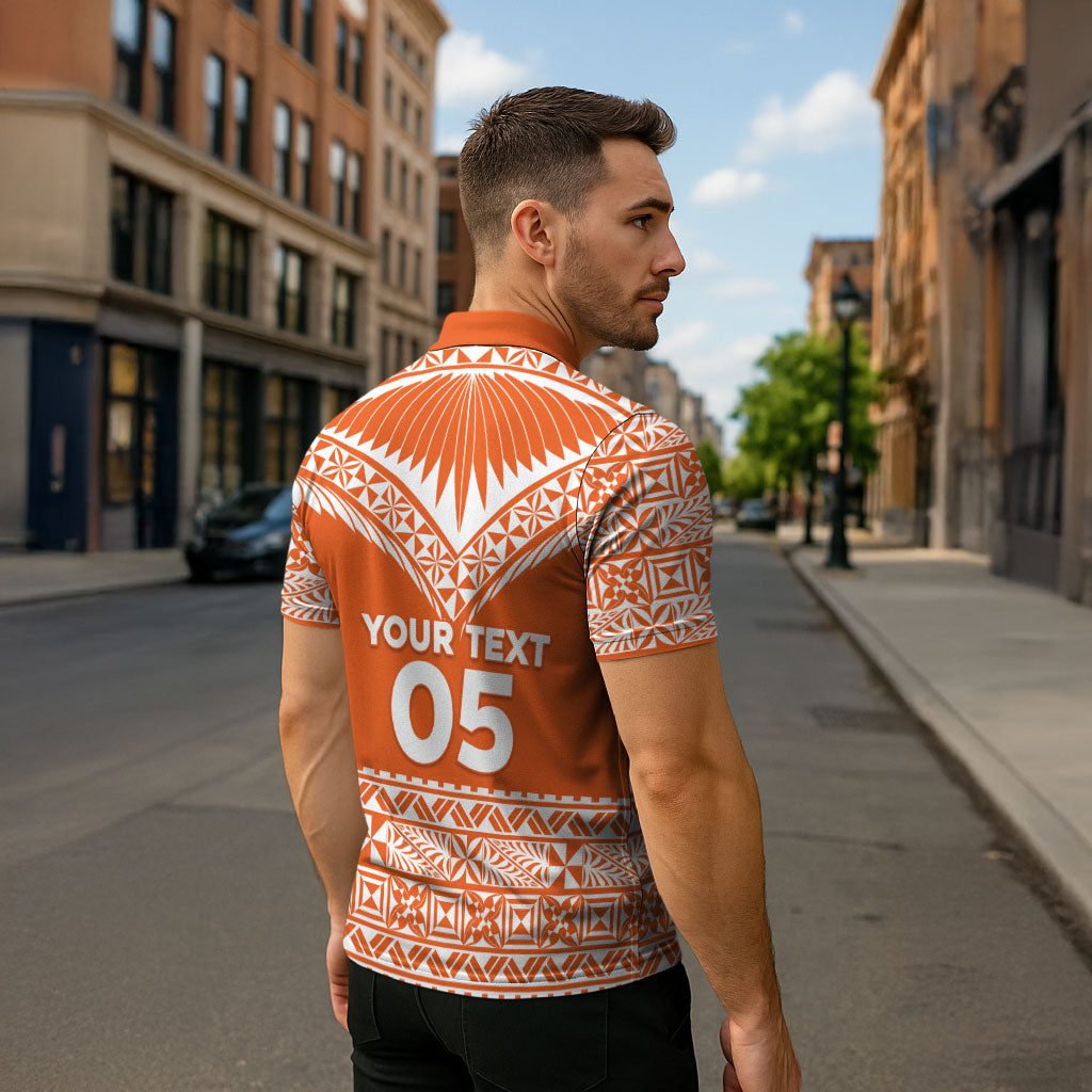 Personalised Tonga Tailulu College Zipper Polo Shirt Tongan Kupesi Pattern