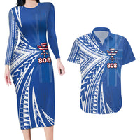 Personalised Hawaii 808 Couples Matching Long Sleeve Bodycon Dress and Hawaiian Shirt Unique Style