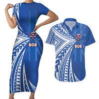 Personalised Hawaii 808 Couples Matching Short Sleeve Bodycon Dress and Hawaiian Shirt Unique Style