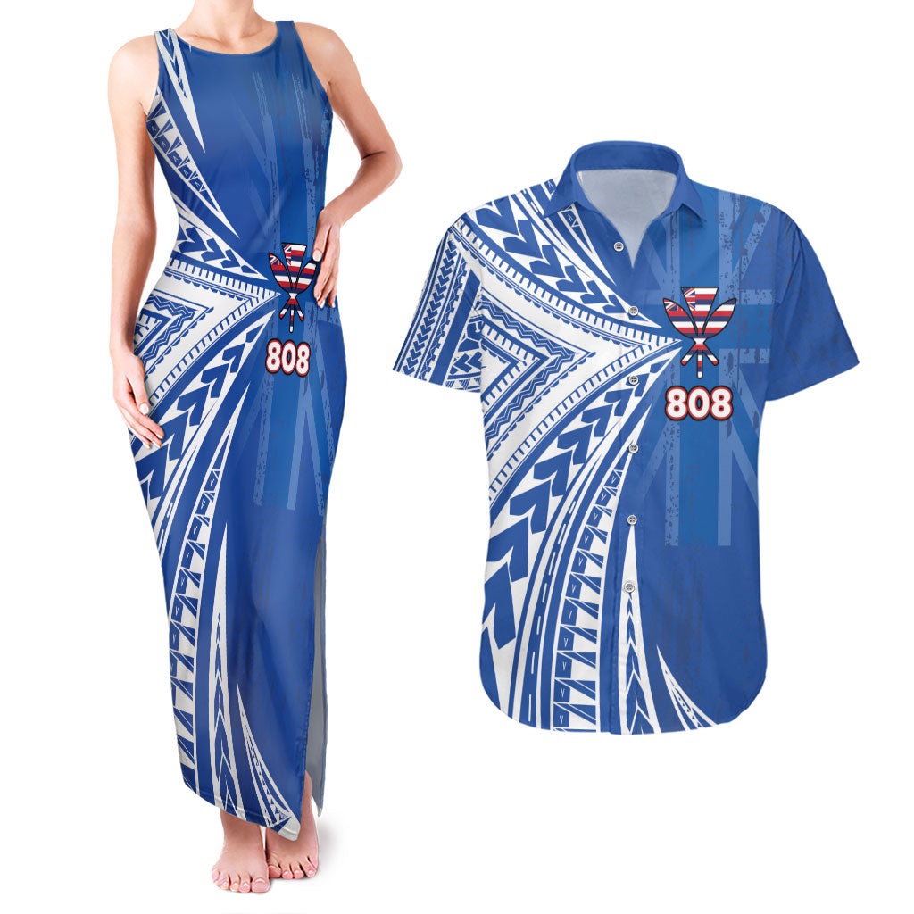 Personalised Hawaii 808 Couples Matching Tank Maxi Dress and Hawaiian Shirt Unique Style