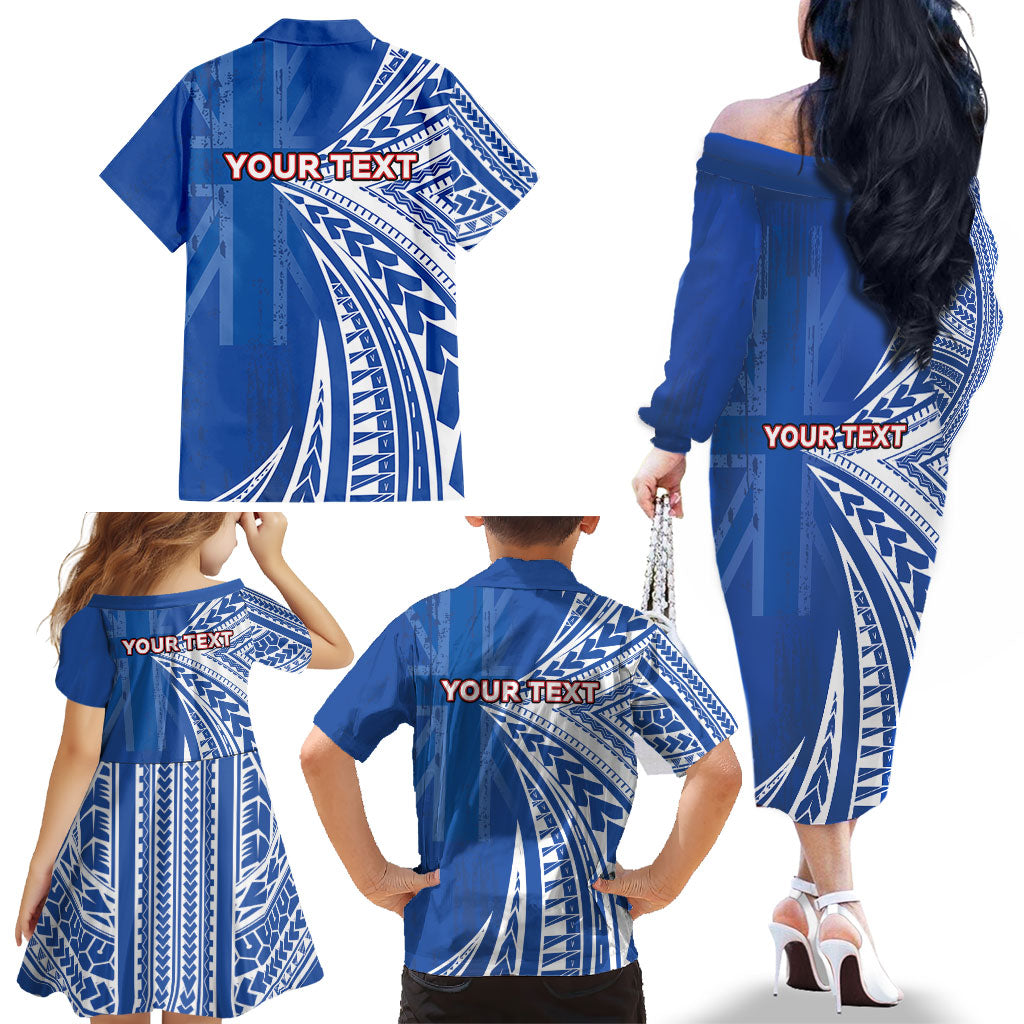 Personalised Hawaii 808 Family Matching Off The Shoulder Long Sleeve Dress and Hawaiian Shirt Unique Style LT05 - Polynesian Pride