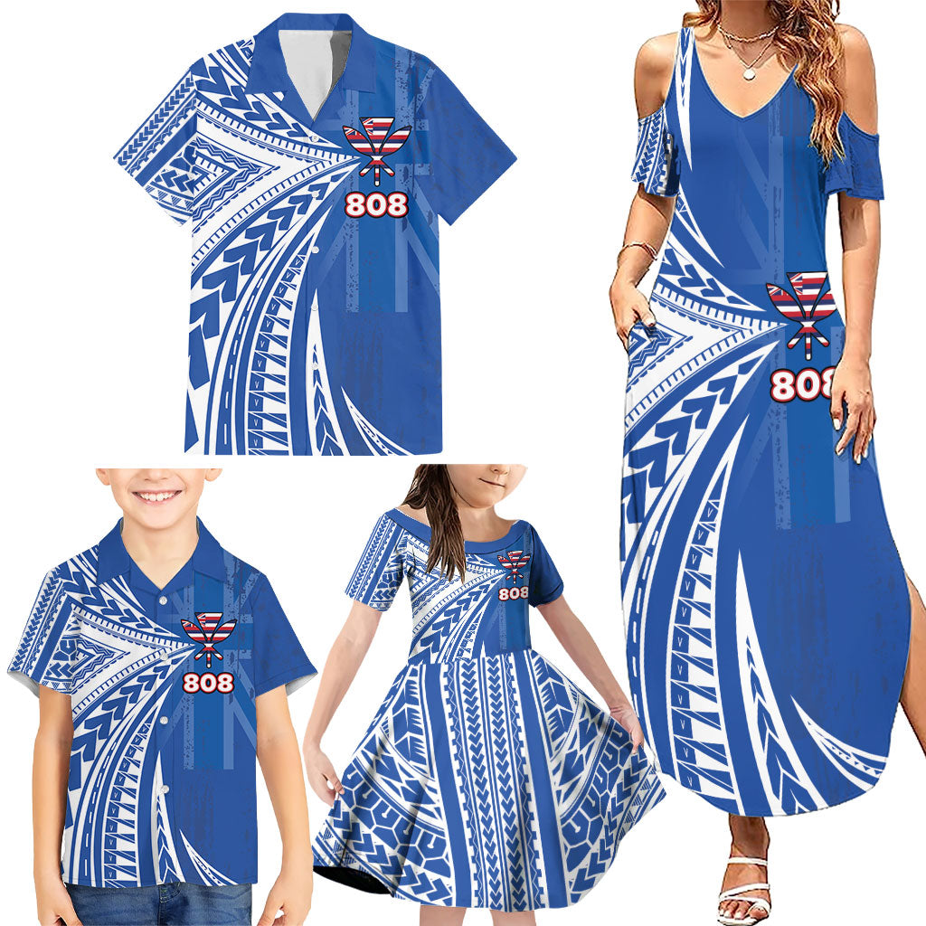 Personalised Hawaii 808 Family Matching Summer Maxi Dress and Hawaiian Shirt Unique Style LT05 - Polynesian Pride