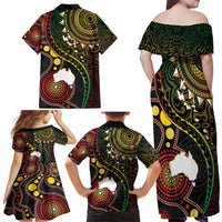 Vanuatu And Australia Aboriginal Family Matching Off Shoulder Maxi Dress and Hawaiian Shirt Iguana And Kangaroo Together LT05 - Polynesian Pride