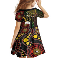 Vanuatu And Australia Aboriginal Family Matching Short Sleeve Bodycon Dress and Hawaiian Shirt Iguana And Kangaroo Together LT05 - Polynesian Pride