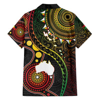 Vanuatu And Australia Aboriginal Family Matching Short Sleeve Bodycon Dress and Hawaiian Shirt Iguana And Kangaroo Together LT05 - Polynesian Pride
